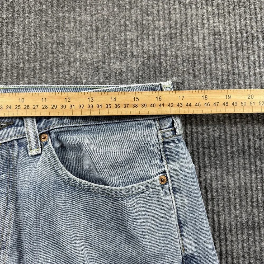Levis 505 Jeans Mens 34x29 Light Wash Blue‎ Straight Leg Denim Distressed Casual